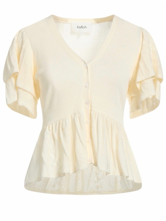 ba&sh Tops - ba&sh Cream V-Neck Button Front Peplum Top